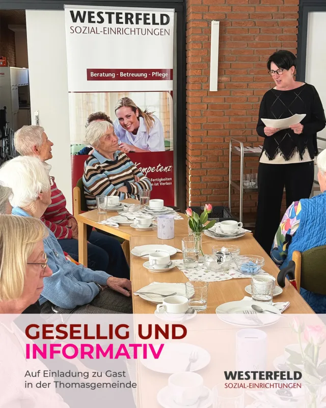📸 Ein schöner Nachmittag in der ev. Thomasgemeinde Osnabrück 🌸☕️

Auf Einladung des engagierten Teams rund um Frau Gerken und Frau Röhl durften Lorena Westerfeld (Pflegedienstleitung Tagespflege Rulle) und Theresa Westerfeld (stellv. Geschäftsleitung) am „Schönen Nachmittag“ der ev. Thomasgemeinde @thomasgemeinde.os zu Gast sein.

In gemütlicher Runde bei Kaffee und Kuchen gaben wir einen informativen Überblick zu Themen rund um Pflege im Alter und deren Finanzierung. Wie beantrage ich Verhinderungspflege? Wie können pflegende Angehörige entlastet werden? Wie bleibt Lebensqualität im Alltag erhalten? – All diese Fragen konnten wir gemeinsam mit den Seniorinnen beleuchten.

Wir freuen uns, dass wir Teil dieses herzlichen Treffpunkts sein durften und danken dem Organisationsteam, insbesondere Frau Röhl und Frau Gerken für die Einladung und den schönen Austausch! 🤝✨

#PflegeMitHerz #WesterfeldSozialEinrichtungen #Pflegedienst #Senioren #Pflegeberatung #Osnabrück #Thomasgemeinde #SchönerNachmittag #WeilWirUnsKümmern